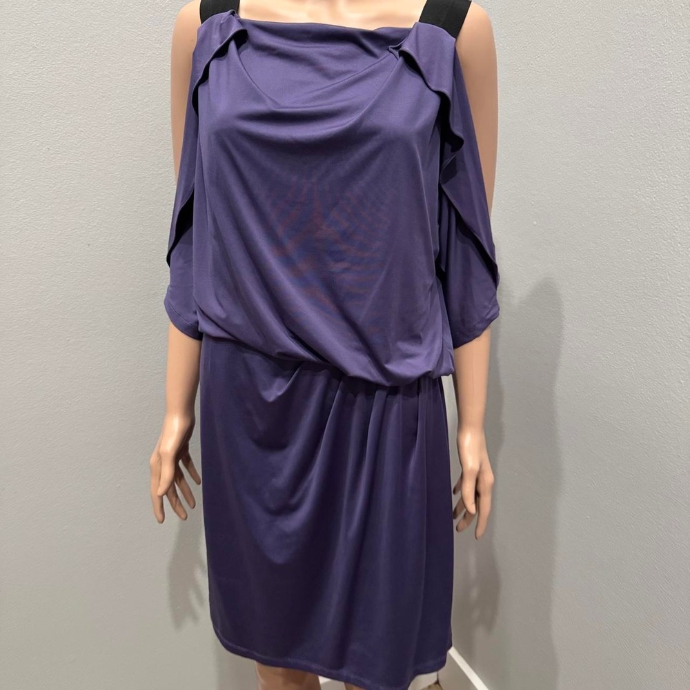Jessica Simpson Purple Ruffle Cold Shoulder Draped Cocktail Dress Size 10